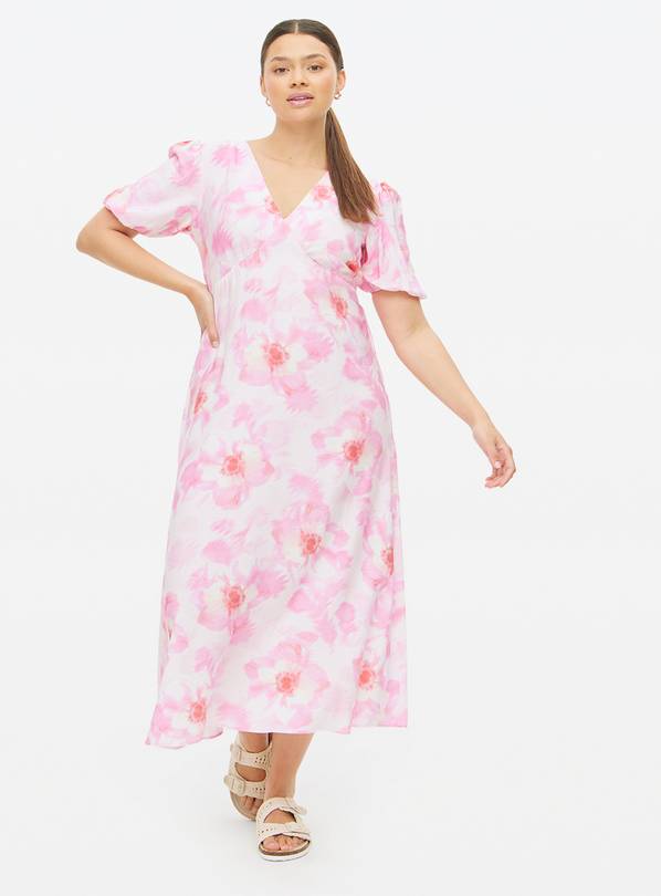 Pink Floral Midaxi Tea dress 14